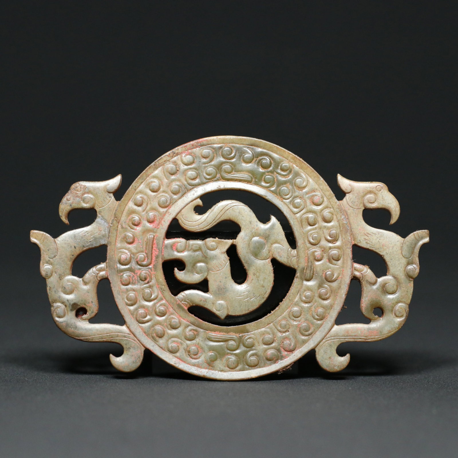 An Exquisite White Jade Dragon and Phoenix Pattern Pendant: An Exquisite White Jade Dragon and Phoenix Pattern Pendant,Han Dynasty,China,Size:4.3inx2.6inx0.2in,Weight:52.7g 白玉龙凤纹挂件,中国汉ߣ