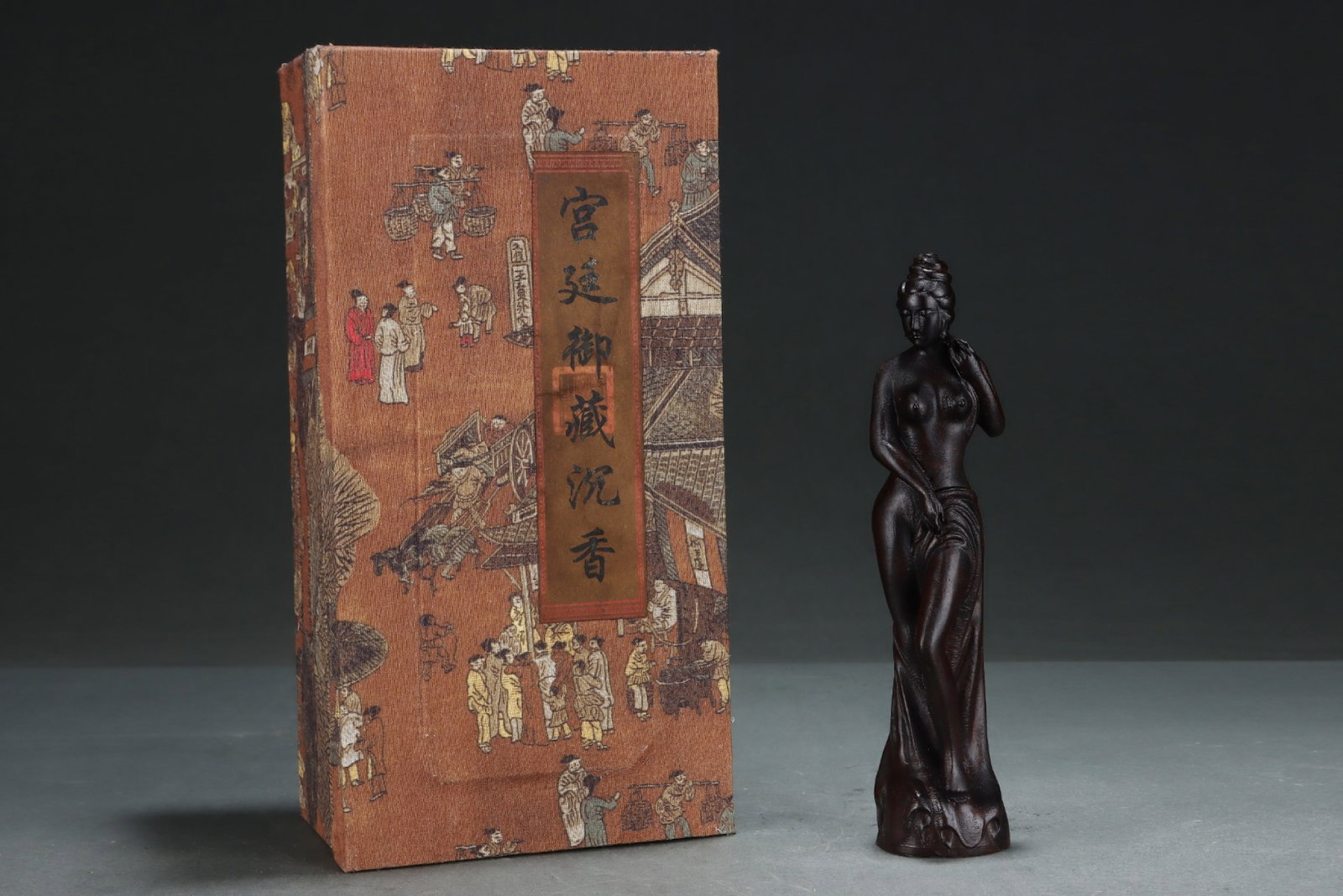 A Rare Eaglewood Figure Ornament: A Rare Eaglewood Figure Ornament,Qing Dynasty, China,Qianlong Six-Character Mark,Size:2.3inx2.3inx10.2in