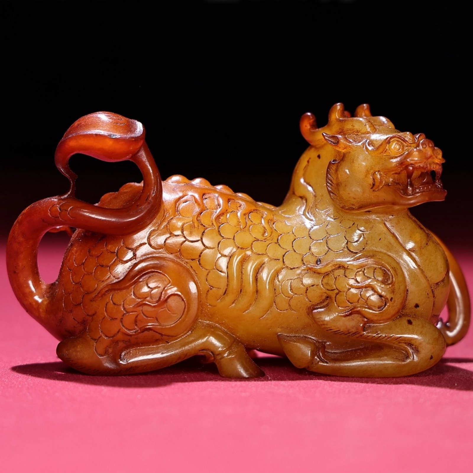 An Exquisite Archaic Jade Kylin Ornament: An Exquisite Archaic Jade Kylin Ornament,Ancient Time,China,Size:3.7inx2.2inx1.3in,Weight:206g 高古玉麒麟摆件,中国远古时期