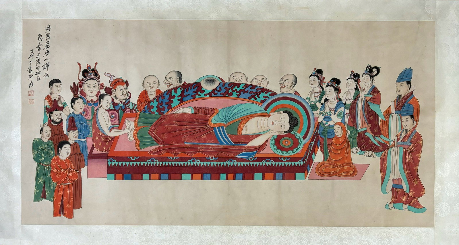 A Chinese Ink Painting of Figure on Paper,Zhang Daqian: A Chinese Ink Painting of Figure on Paper,Zhang Daqian,Size:(Without frame)53.1inx26.6in一幅中国水墨人物画,张大千,Size:(Without 