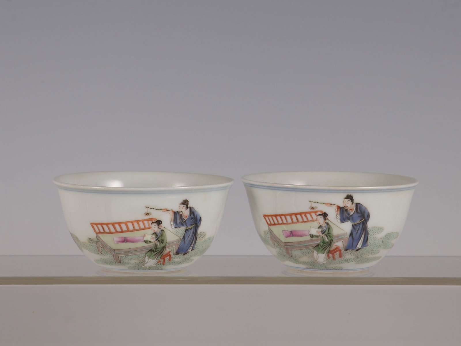 A Pair of Exquisite Famille-Rose Character and Story Pattern Cup: A Pair of Exquisite Famille-Rose Character and Story Pattern Cup Qing Dynasty, China Yongzheng Six-character