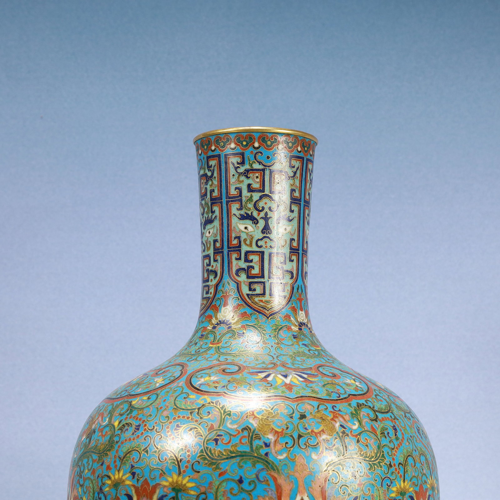 A Exquisite Cloisonne Beast-Face Pattern Lotus Pattern Vase - 2
