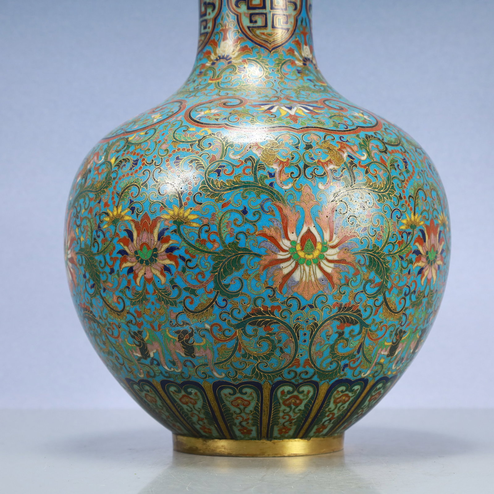A Exquisite Cloisonne Beast-Face Pattern Lotus Pattern Vase - 3