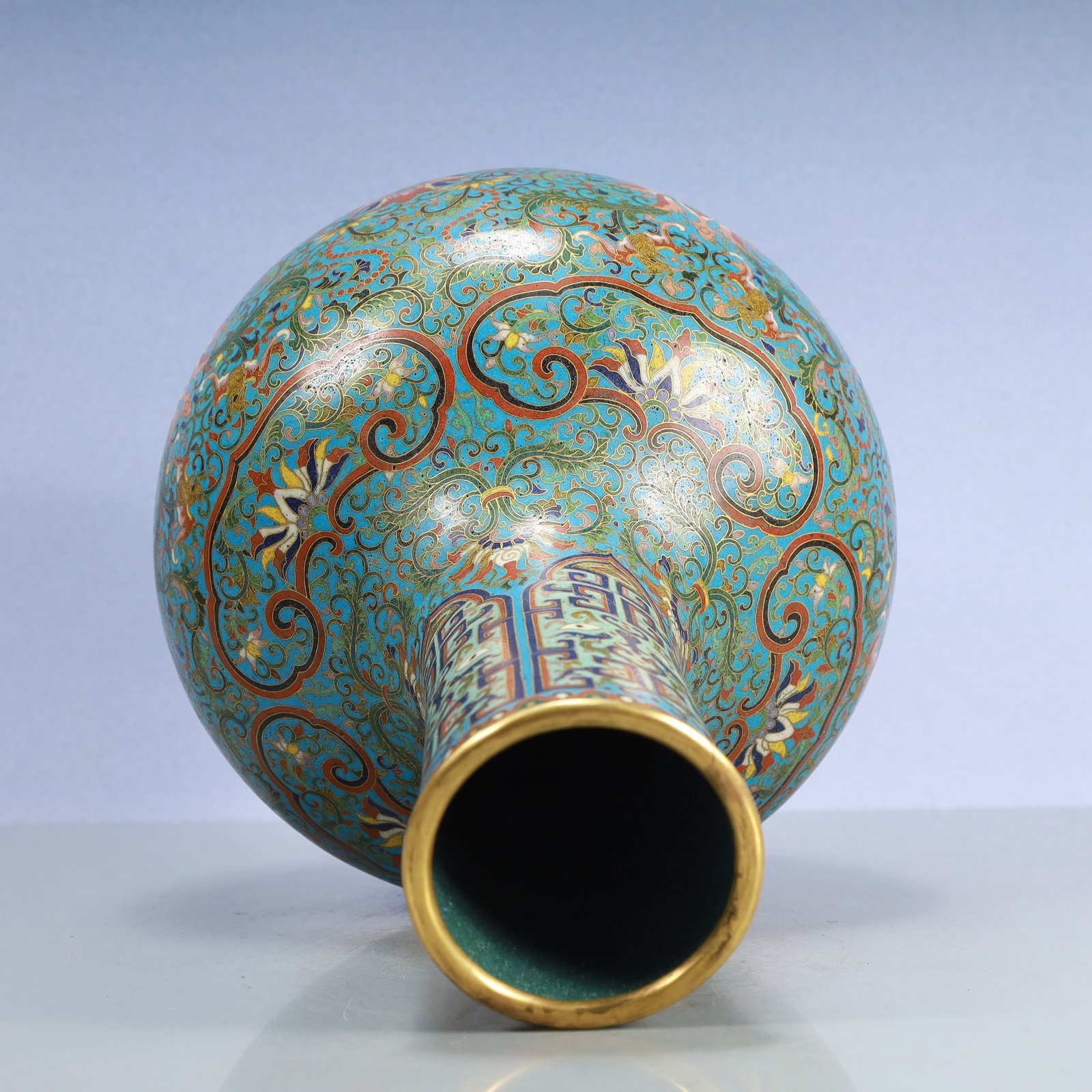 A Exquisite Cloisonne Beast-Face Pattern Lotus Pattern Vase - 7