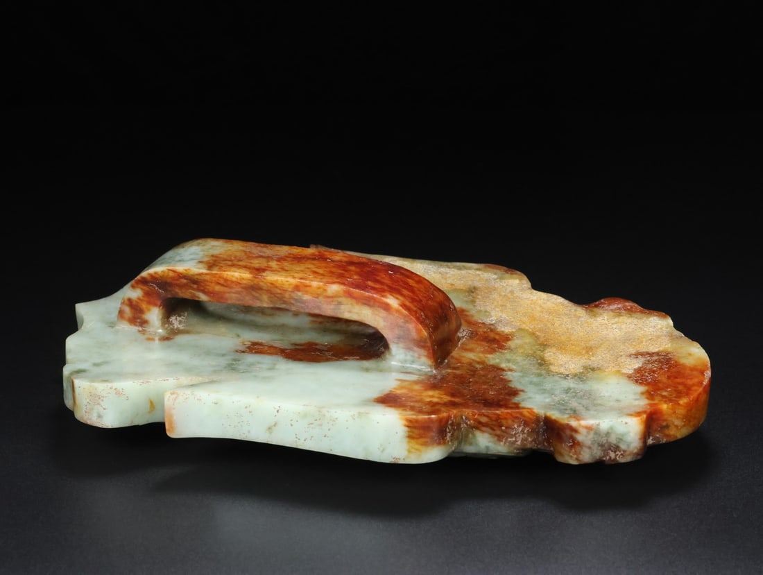 An Exquisite White Jade Beast-Face Pattern Double-Ears Shield - 8