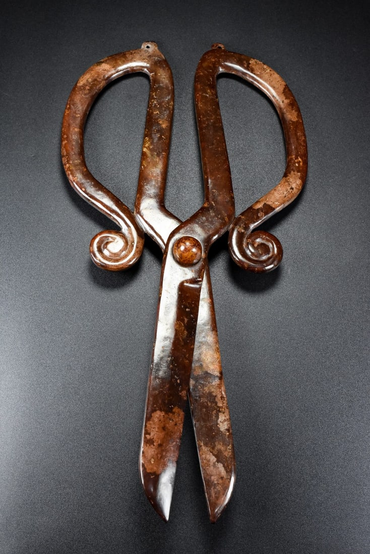 A Rare White Jade Scissors - 8