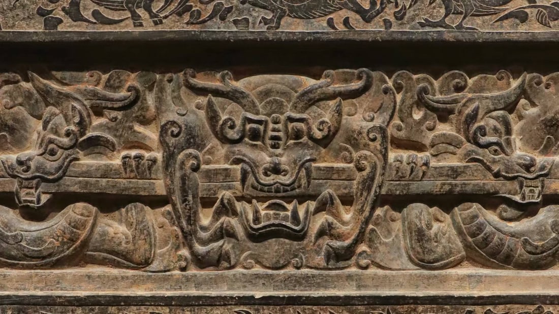 An Exquisite Limestone Auspicious Beast Pattern Ornament - 4