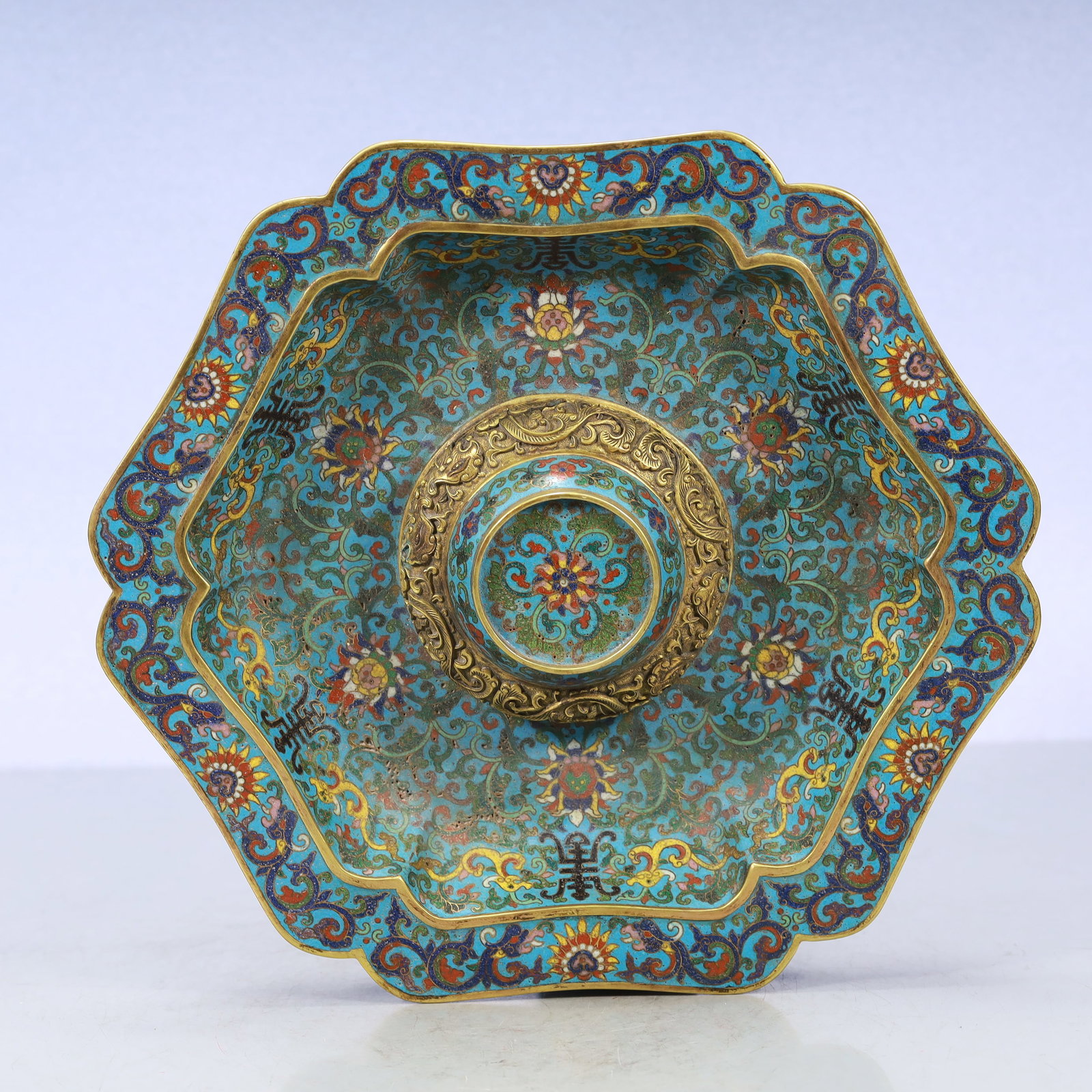 A Exquisite Cloisonne Lotus Pattern Dragon Pattern Double-Ears Cup - 9