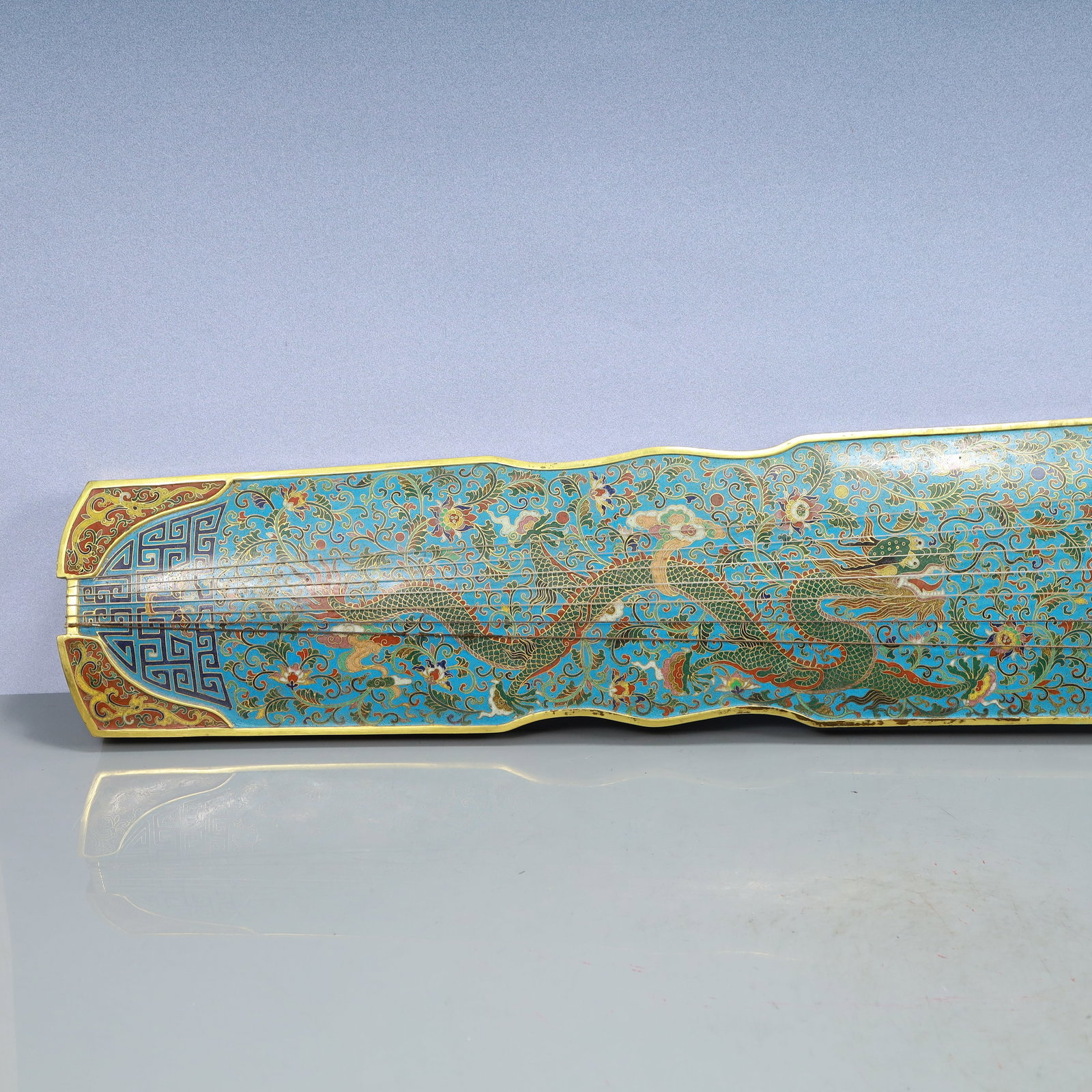 A Exquisite Cloisonne Lotus Pattern Dragon Pattern Zither - 3