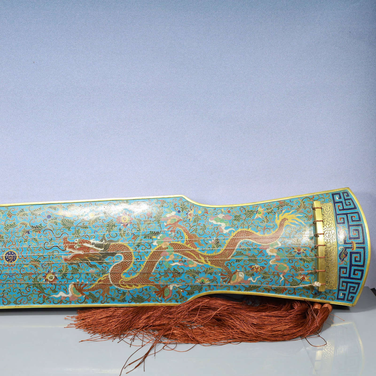 A Exquisite Cloisonne Lotus Pattern Dragon Pattern Zither - 4