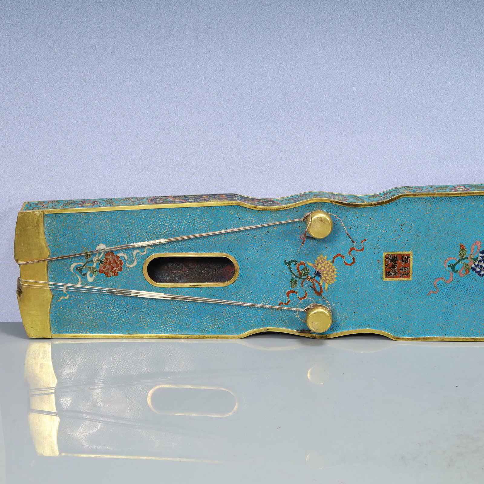 A Exquisite Cloisonne Lotus Pattern Dragon Pattern Zither - 8