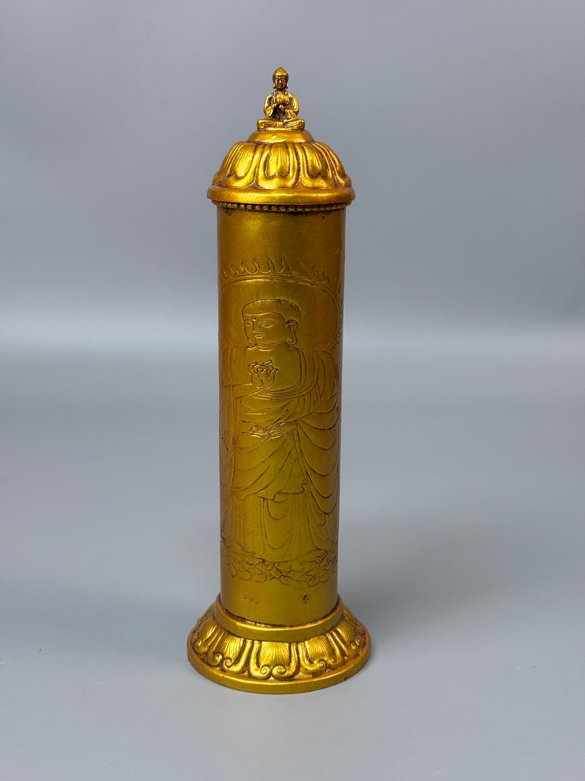 An Exquisite Gilt Bronze Buddha Statue Pattern Scriptures (1 of 11)