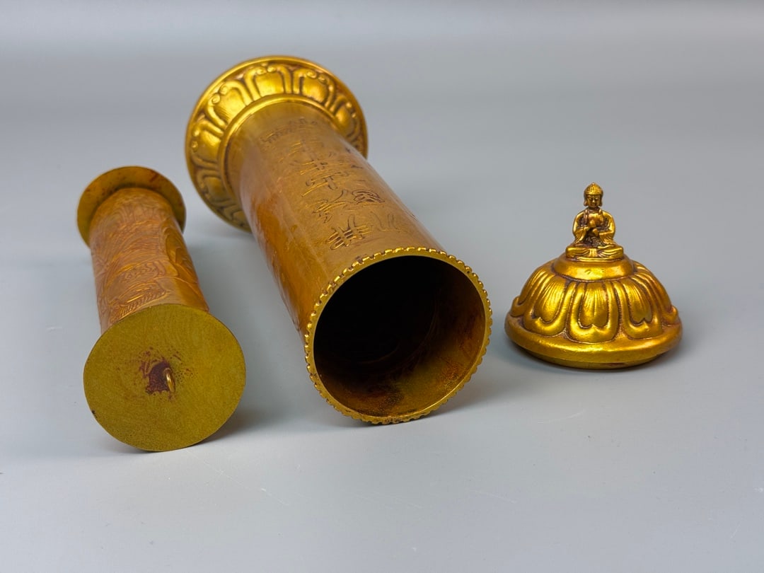 An Exquisite Gilt Bronze Buddha Statue Pattern Scriptures - 8