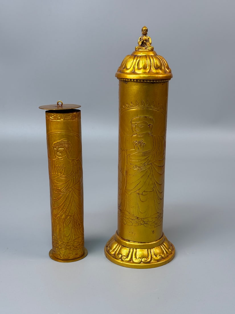 An Exquisite Gilt Bronze Buddha Statue Pattern Scriptures - 9