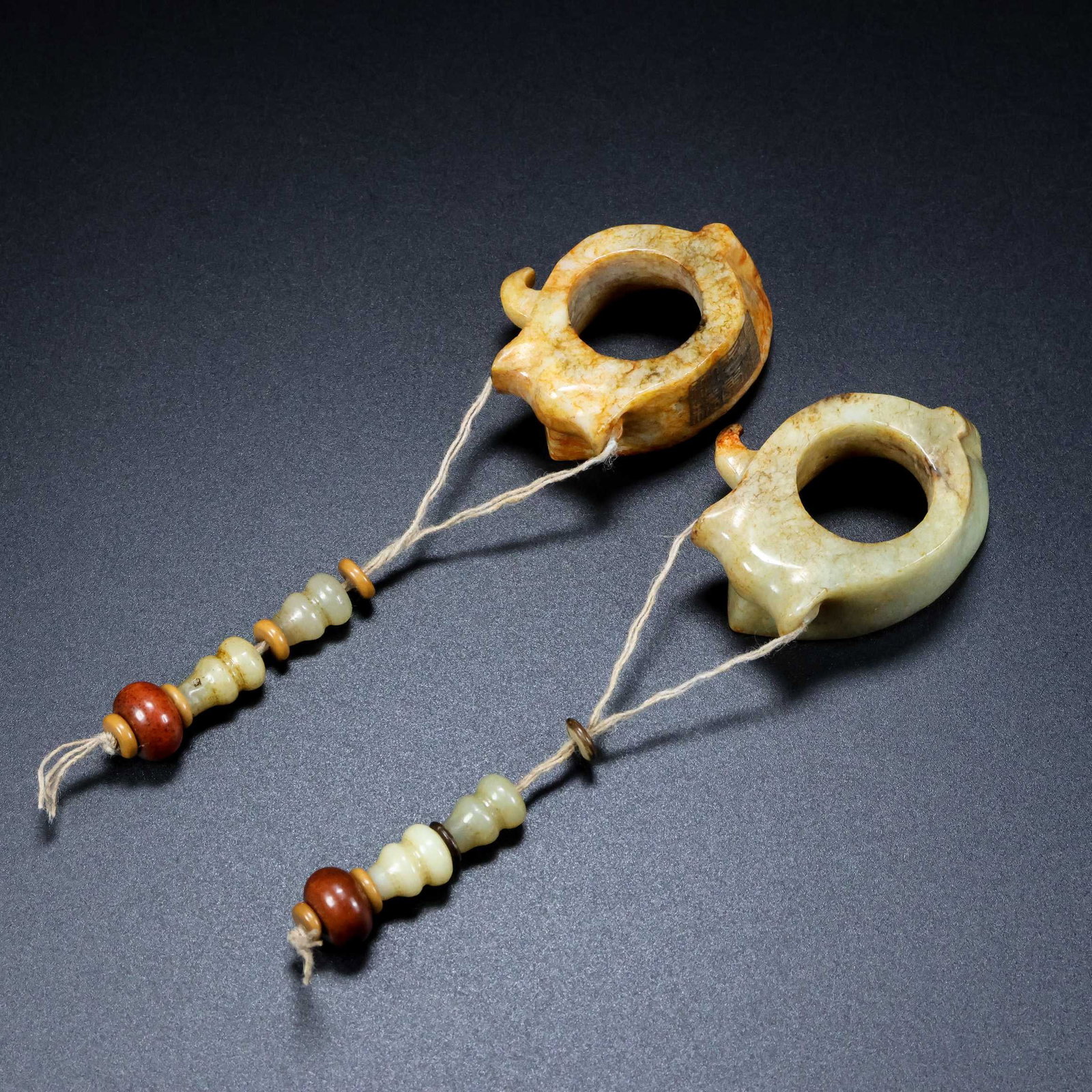 A Pair of Exquisite White Jade Fingerstalls: A Pair of Exquisite White Jade Fingerstalls,Qing Dynasty,China,Shunzhi Six-character