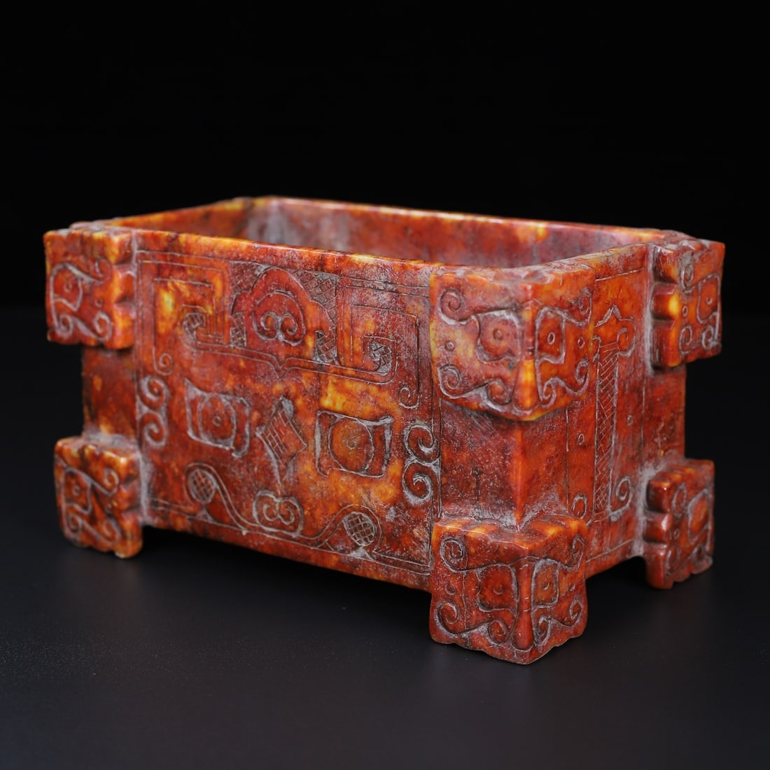 An Exquisite White Jade Beast-Face Pattern Box - 4