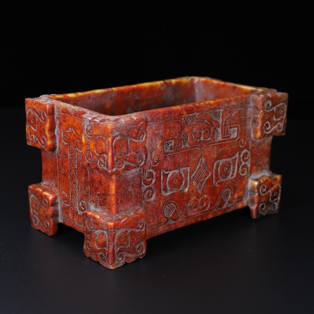 An Exquisite White Jade Beast-Face Pattern Box - 6