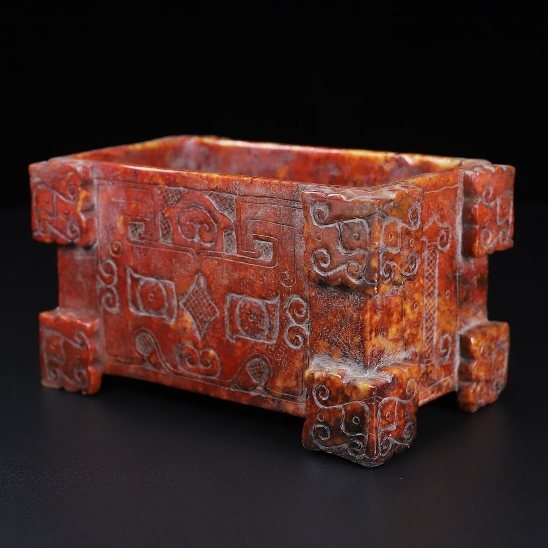 An Exquisite White Jade Beast-Face Pattern Box - 8
