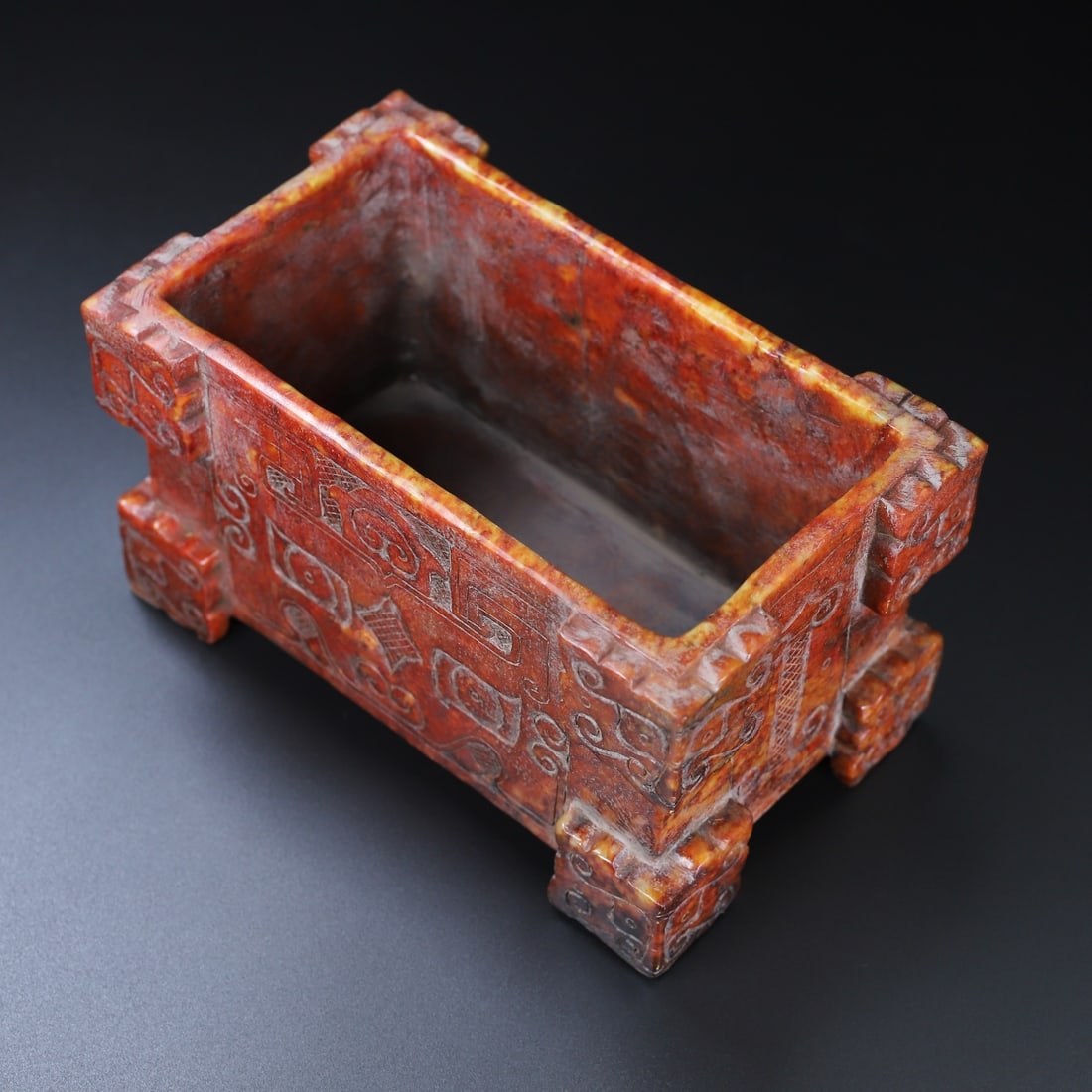 An Exquisite White Jade Beast-Face Pattern Box - 9