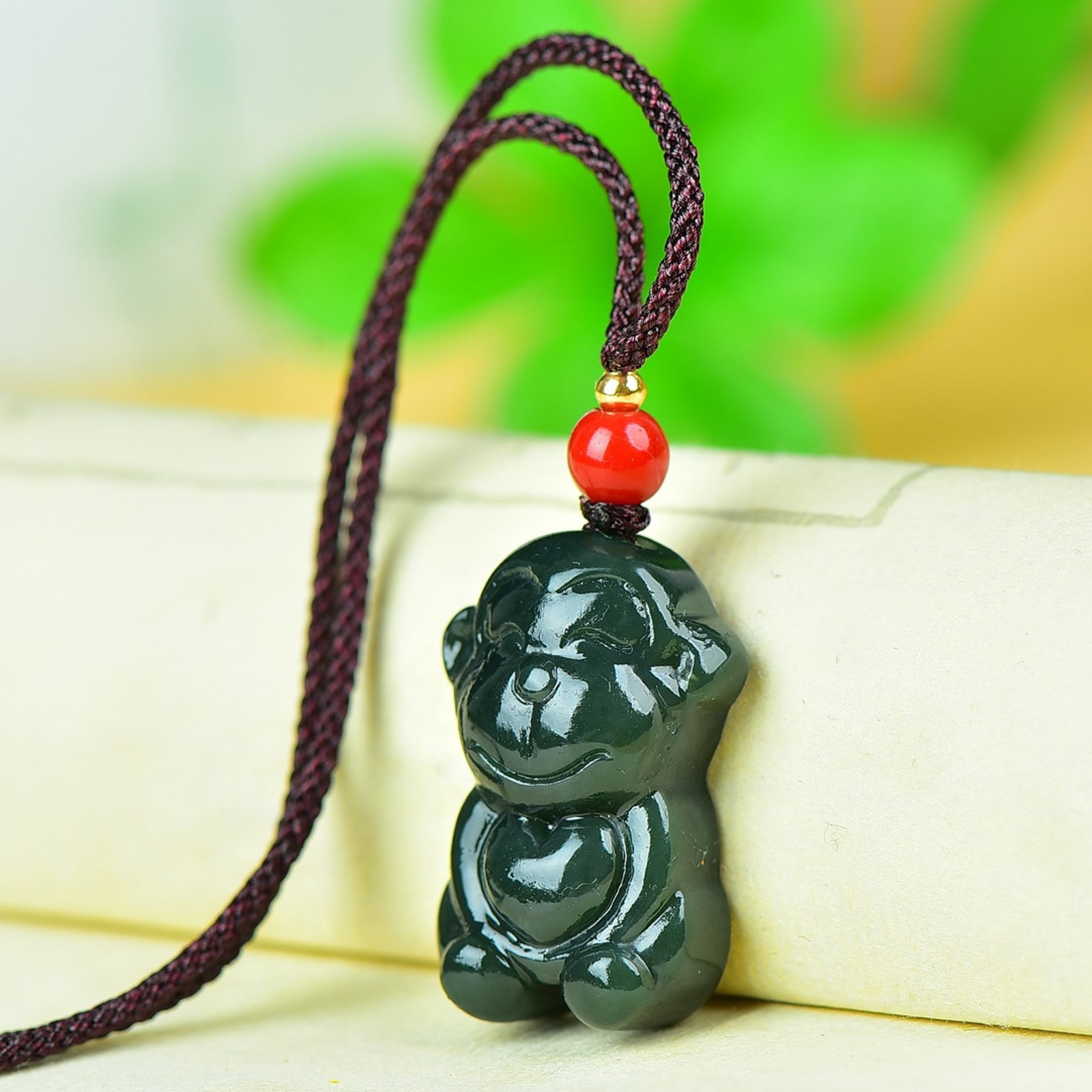 An Exquisite Jasper Monkey Pattern Pendant - 3