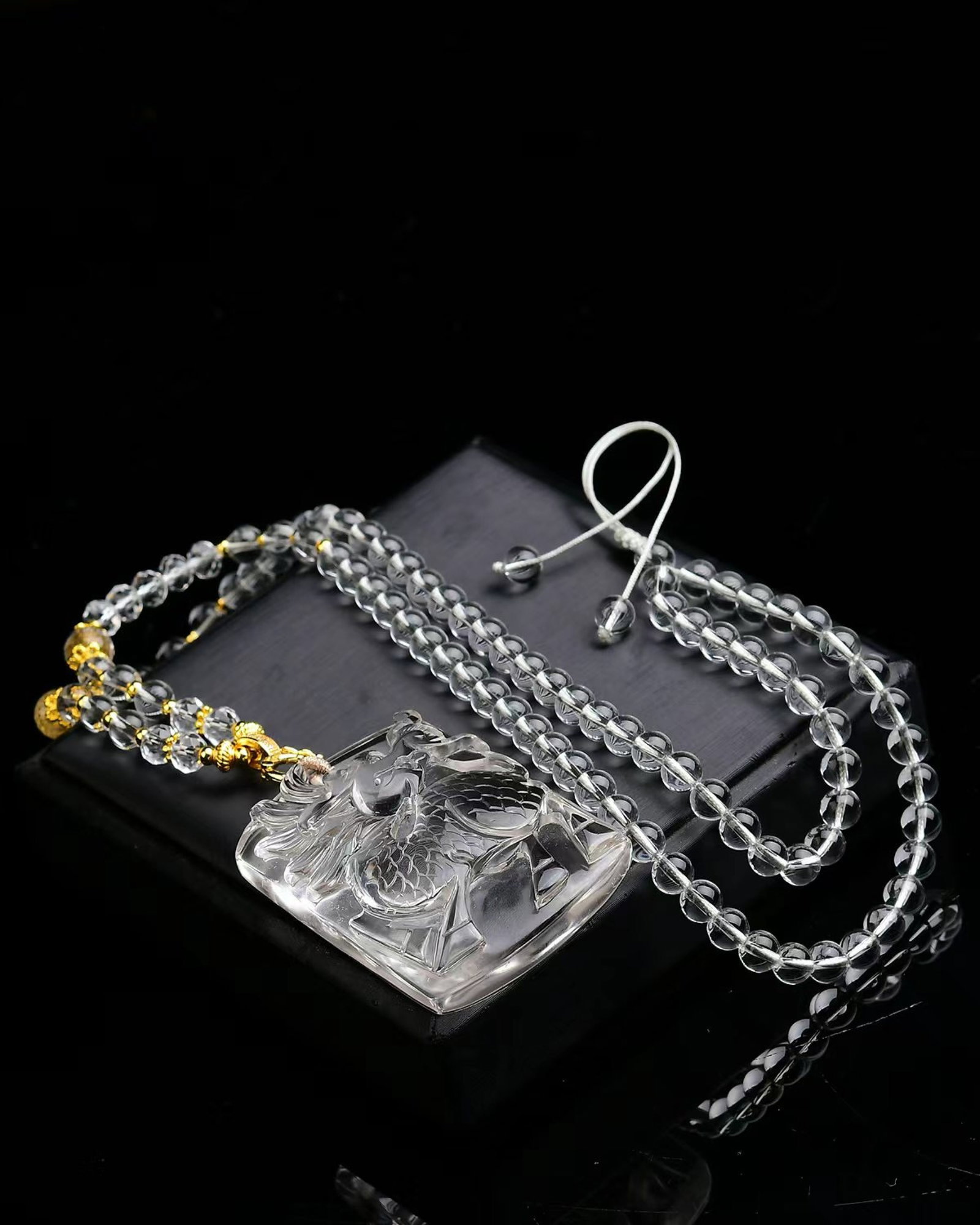 An Exquisite Crystal Kylin Pattern Pendant - 5