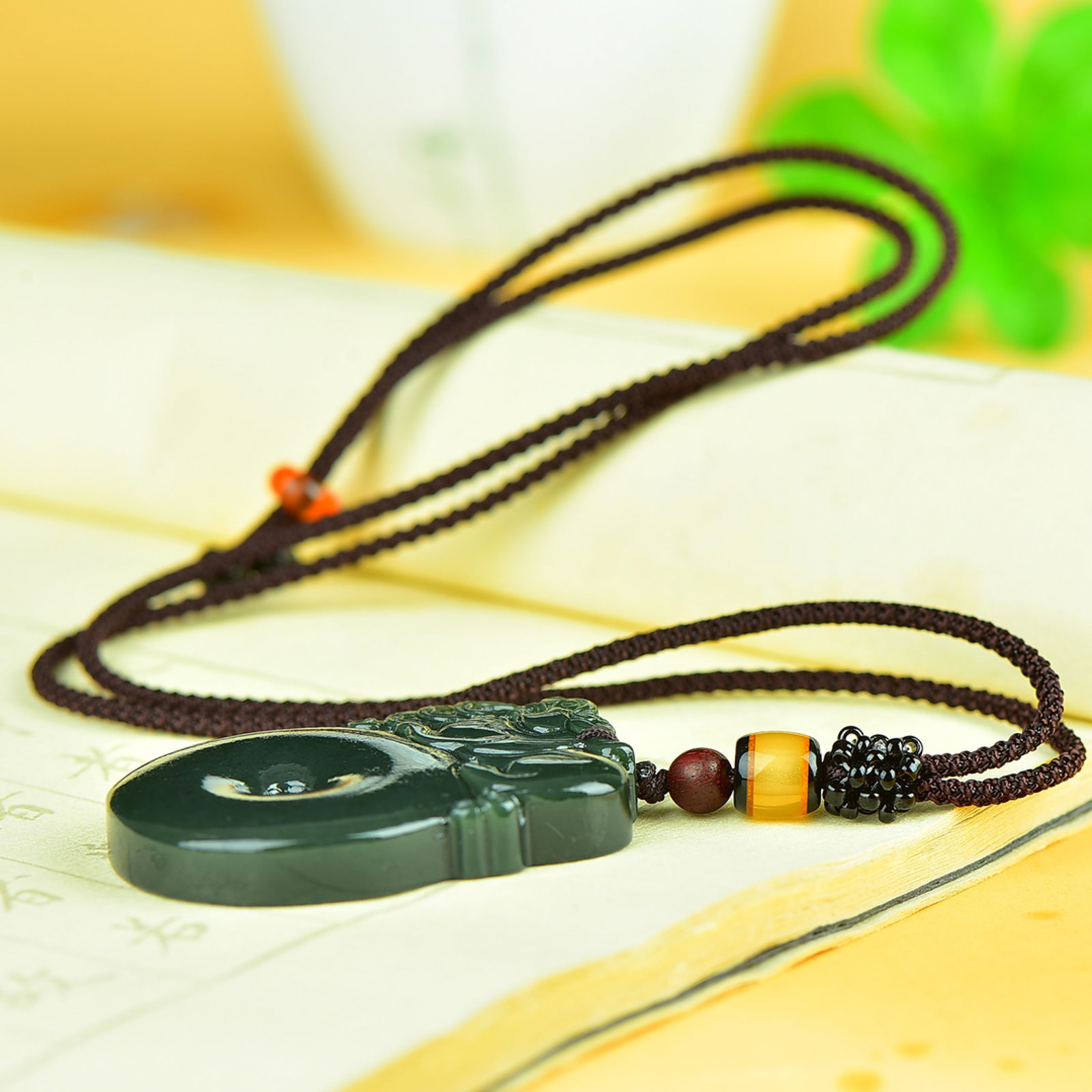 An Exquisite Jasper Auspicious Beast Pattern Pendant - 4