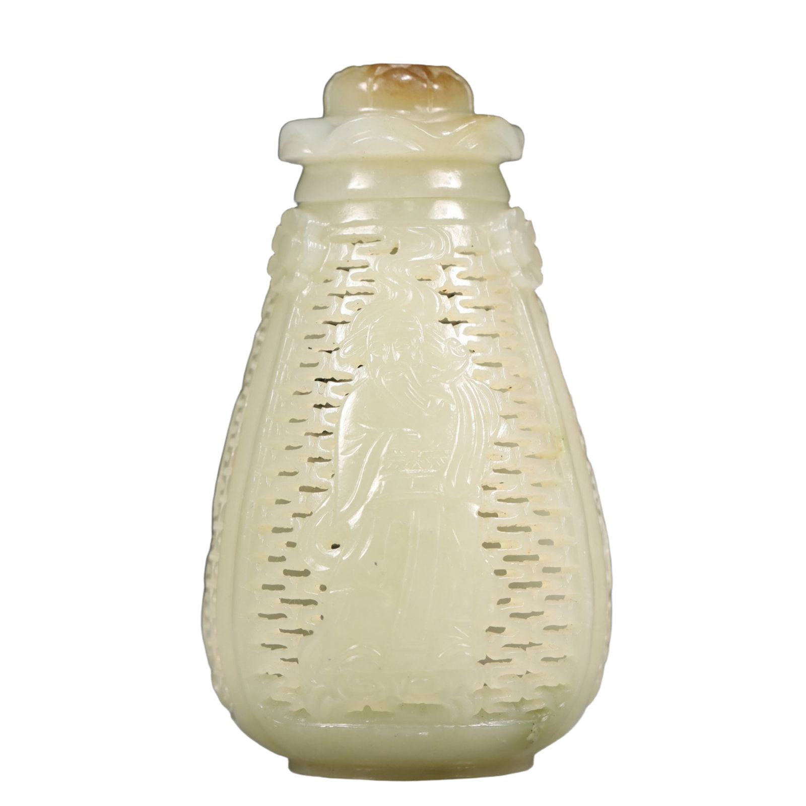 An Exquisite White Jade Figure Pattern Censer: An Exquisite White Jade Figure Pattern Censer,Qing Dynasty, China,Size:2.2inx3.7in,Weight:150g 白玉人物纹香炉,中国清代