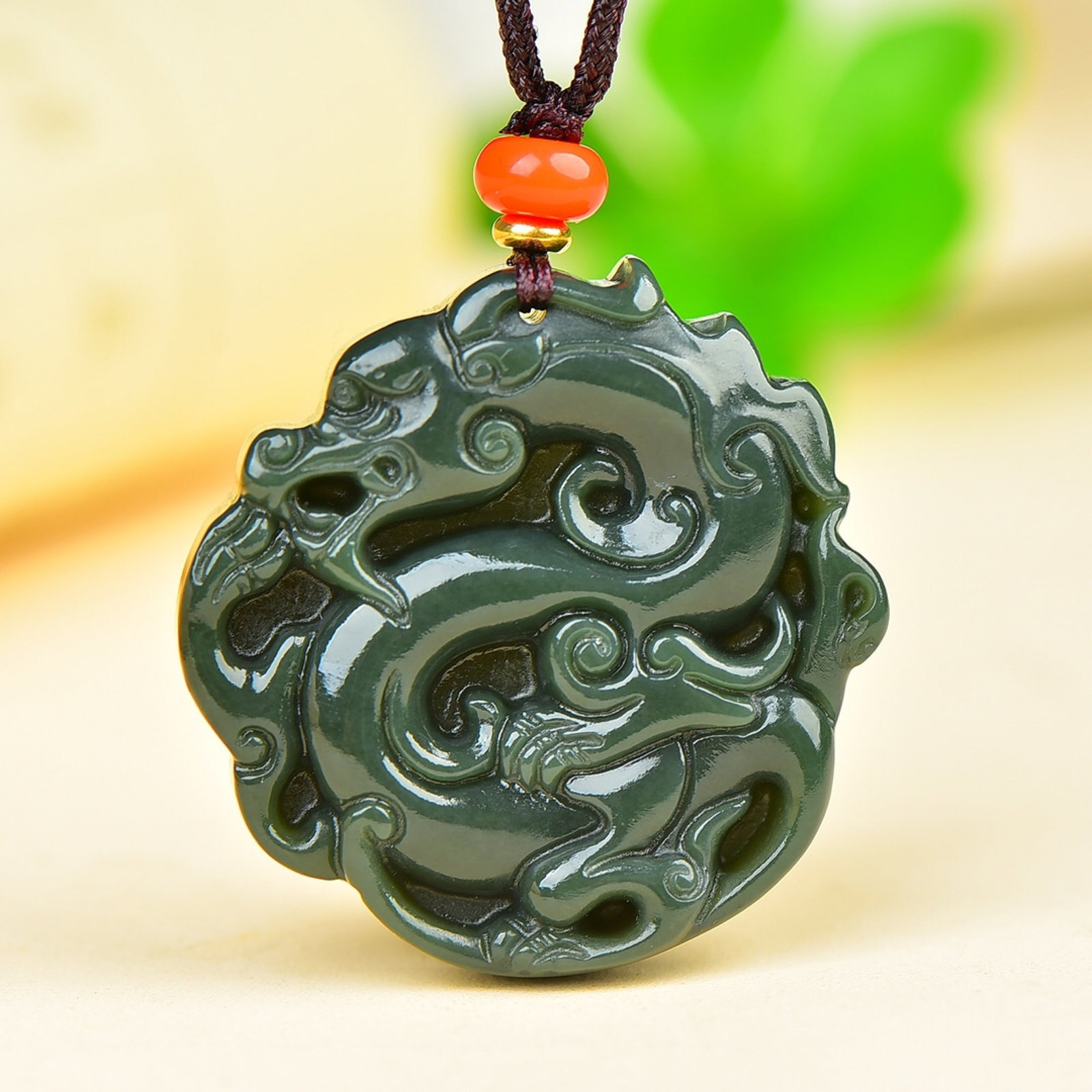 An Exquisite Jasper Dragon Pattern Pendant (1 of 5)