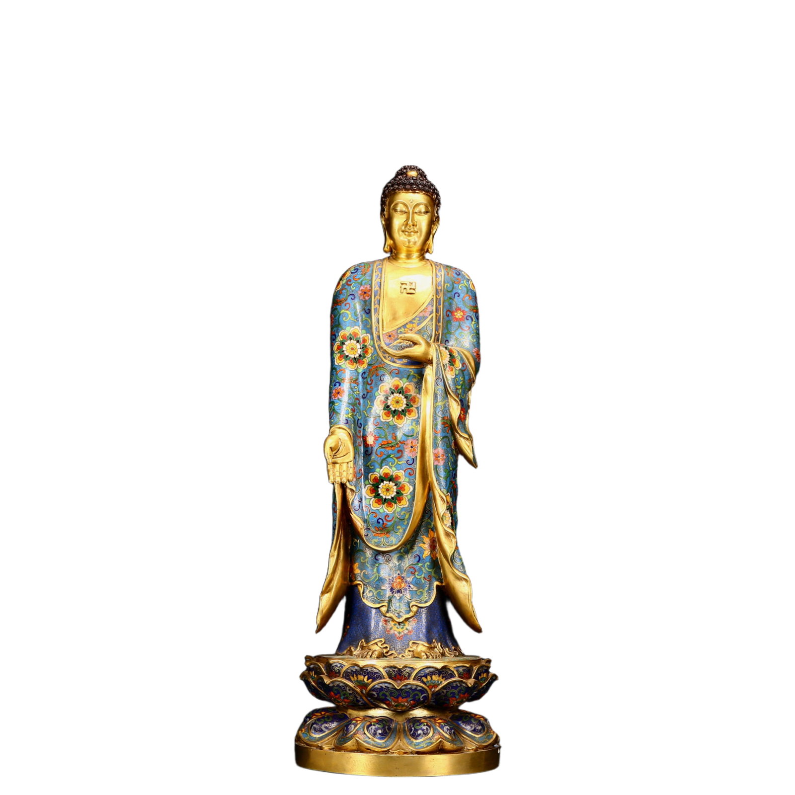 A Huge Cloisonne Statue of Sakyamuni: A Huge Cloisonne Statue of Sakyamuni,Qing Dynasty, China,Qianlong Six-character Mark,Size:7.9inx26in,Weight:15.785kg 景泰蓝释迦摩尼像，清