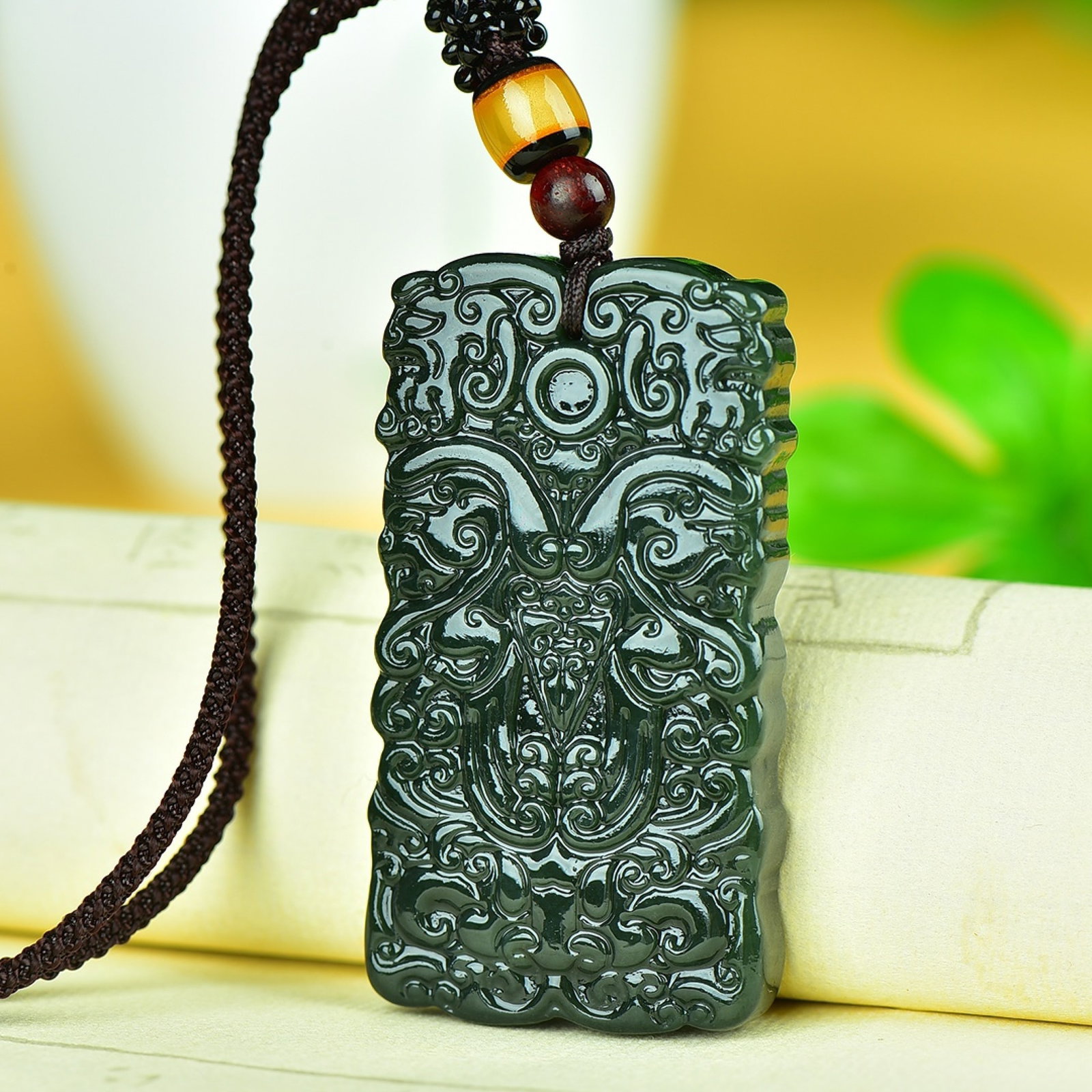An Exquisite Jasper Auspicious Beast Pattern Pendant - 3