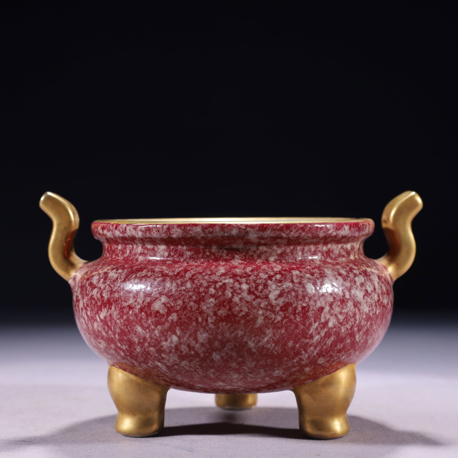 An Exquisite Jun yao Painted Gold Double-Ears and Tripod Censer (1 of 9)