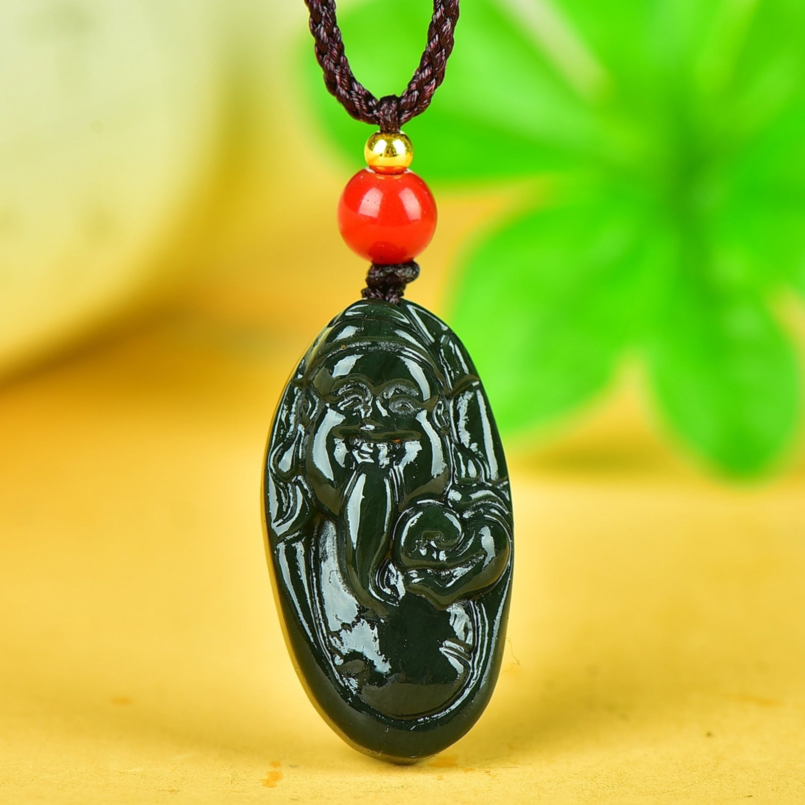 An Exquisite Jasper Statue of Mammon Pendant: An Exquisite Jasper Statue of Mammon Pendant,Size:15mmx28mm 碧玉财神挂件