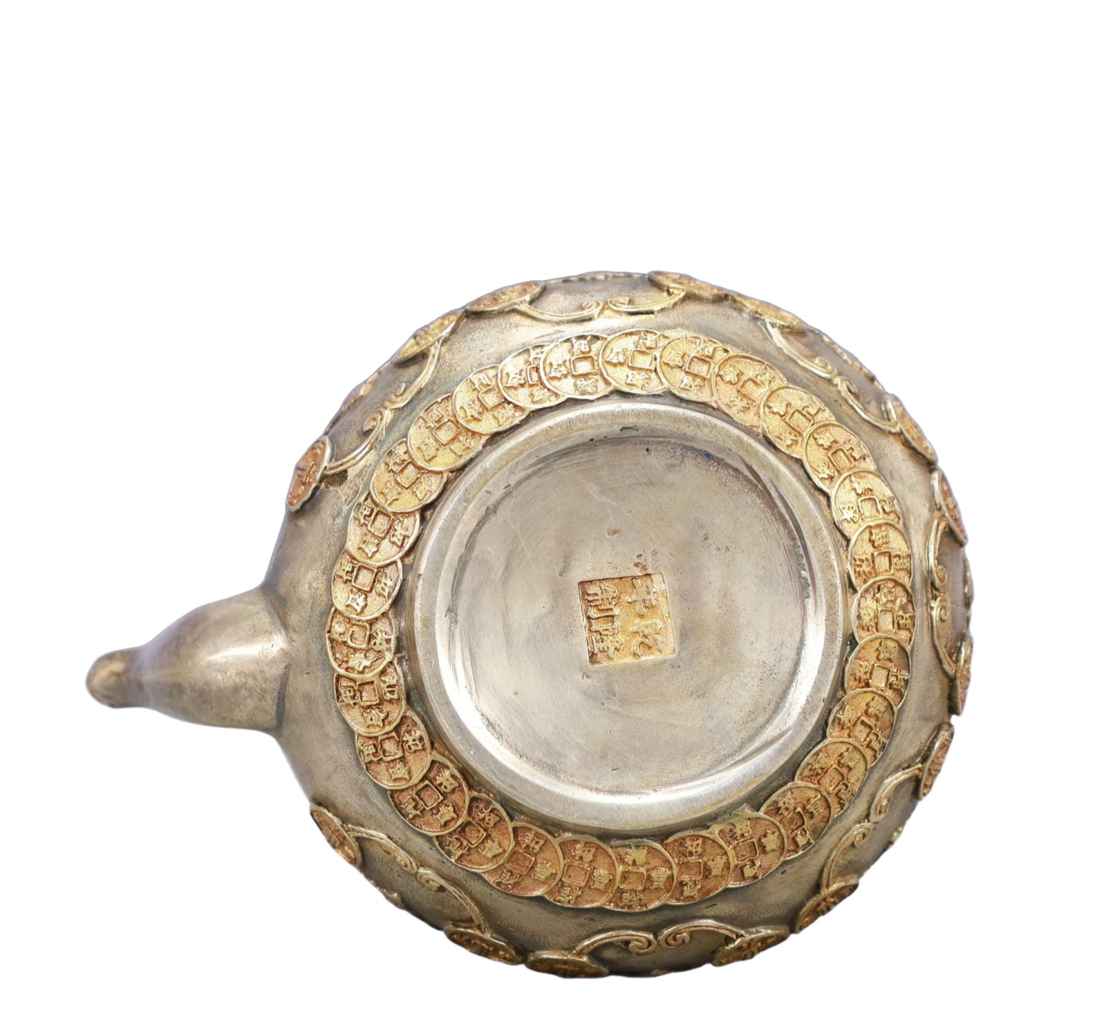 A Rare Gilt Silver Bats Pattern Teapot - 8