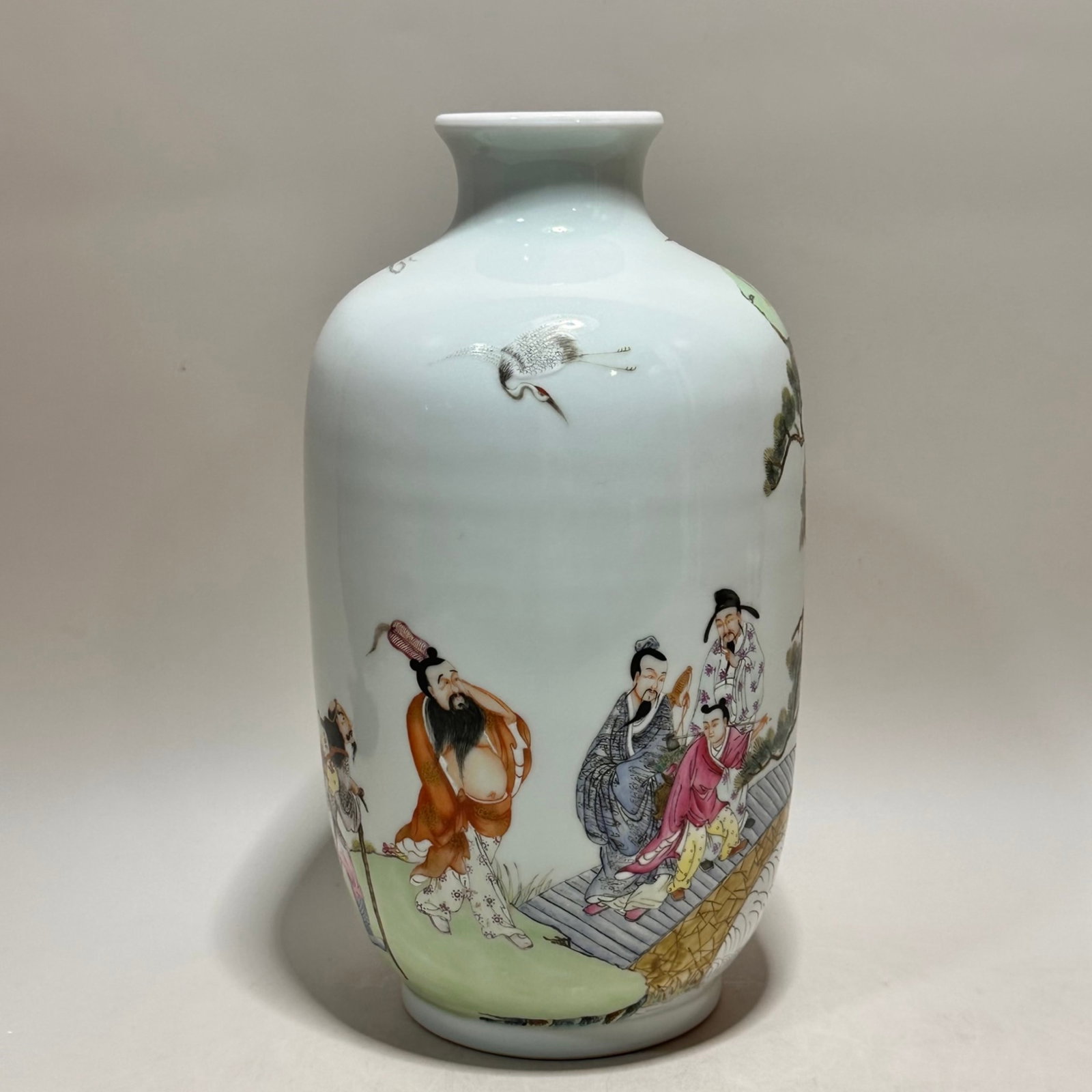 An Exquisite Famille-Rose Character and Story Pattern Vase: An Exquisite Famille-Rose Character and Story Pattern Vase,Qing Dynasty,China,Yongzheng Six-character Mark,Size:10inx3.7in 粉彩人物故事纹瓶,中