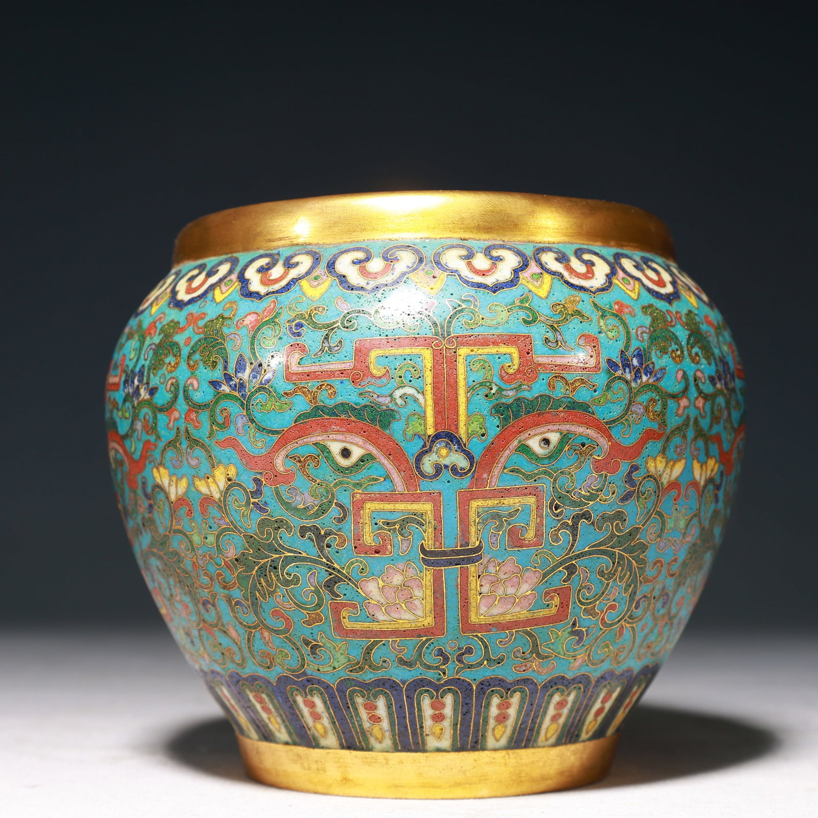 An Exquisite Cloisonne Lotus and Beast-Face Pattern Jar (1 of 9)
