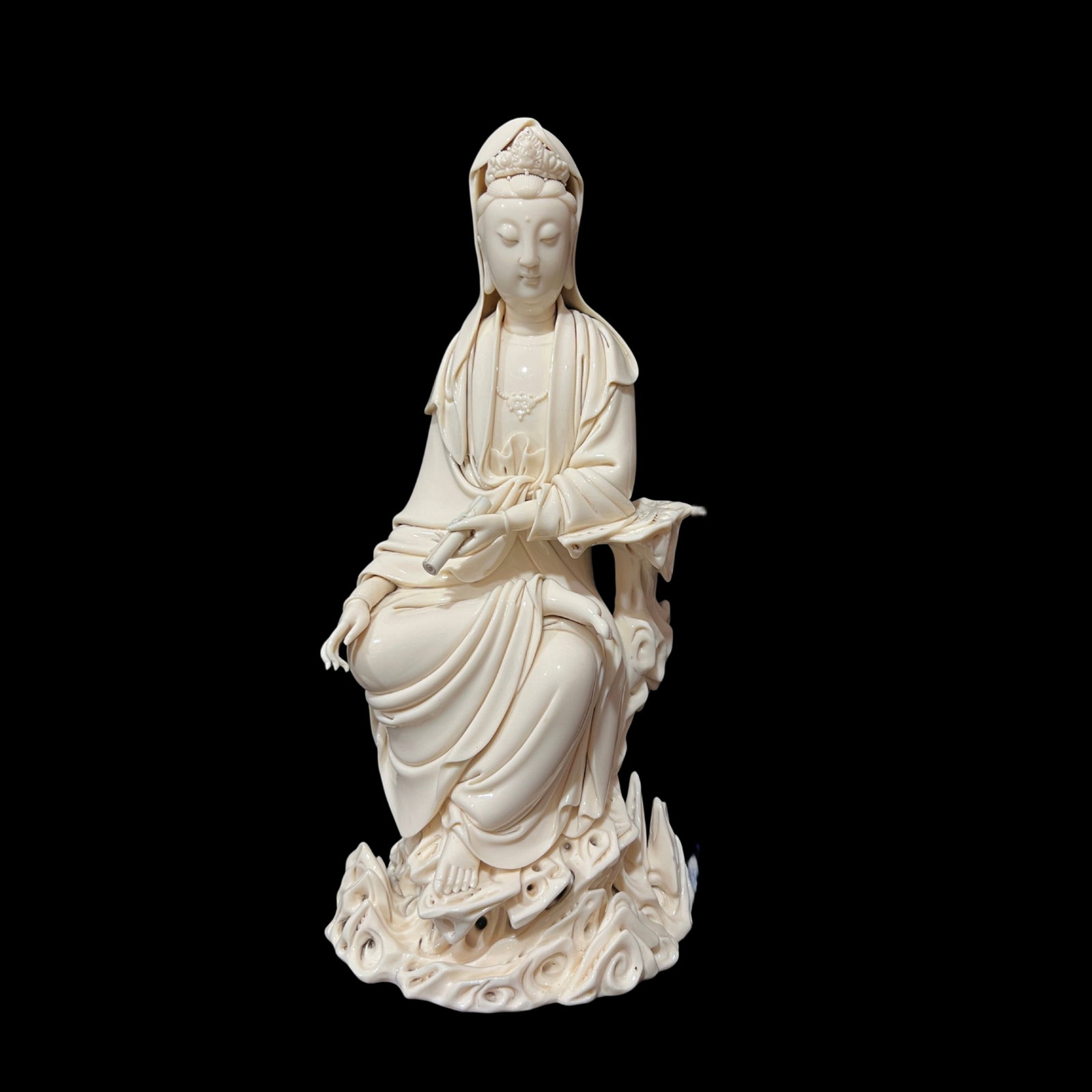 A Solemn Blance-De-Chine Statue of Bodhisattva (1 of 8)