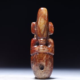 An Archaic Hongshan Culture Yellow Jade Beast-Face Pattern Pendant