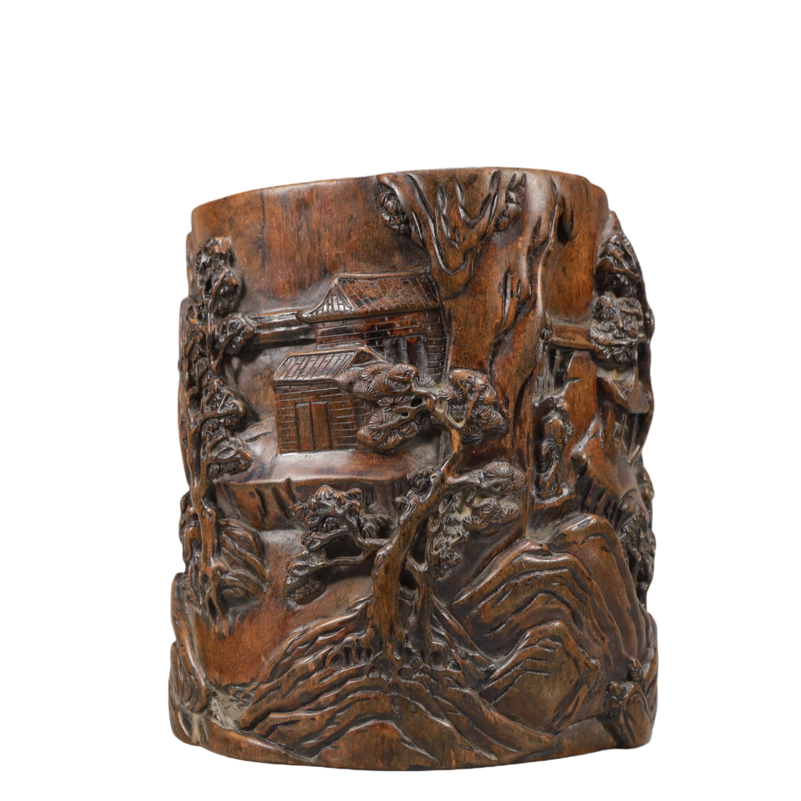 An Exquisite Bamboo Character and Story Pattern Brush Pot: An Exquisite Bamboo Character and Story Pattern Brush Pot,Qing Dynasty,China,Size:6inx4.7inx7.2in,Weight:800g