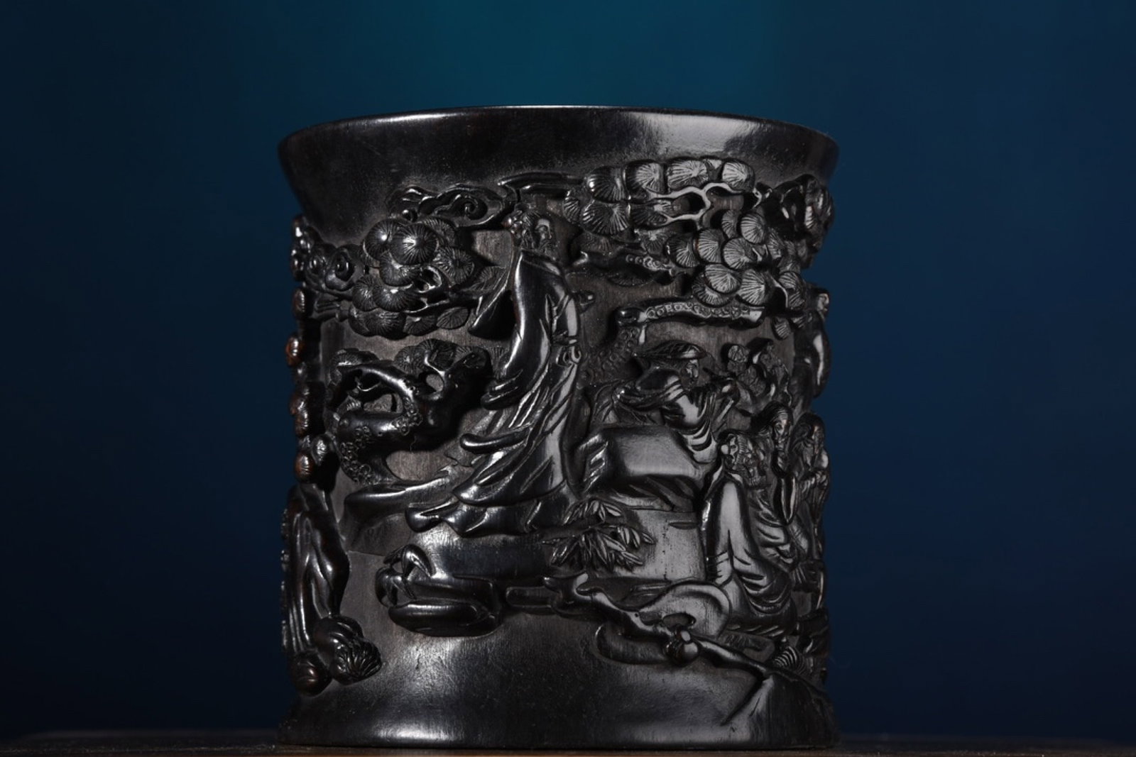 An Exquisite Wood Carving Character and Story Pattern Brush Pot: An Exquisite Wood Carving Character and Story Pattern Brush Pot,Qing Dynasty,China,Size:5.5inx5.5in,Weight:635g