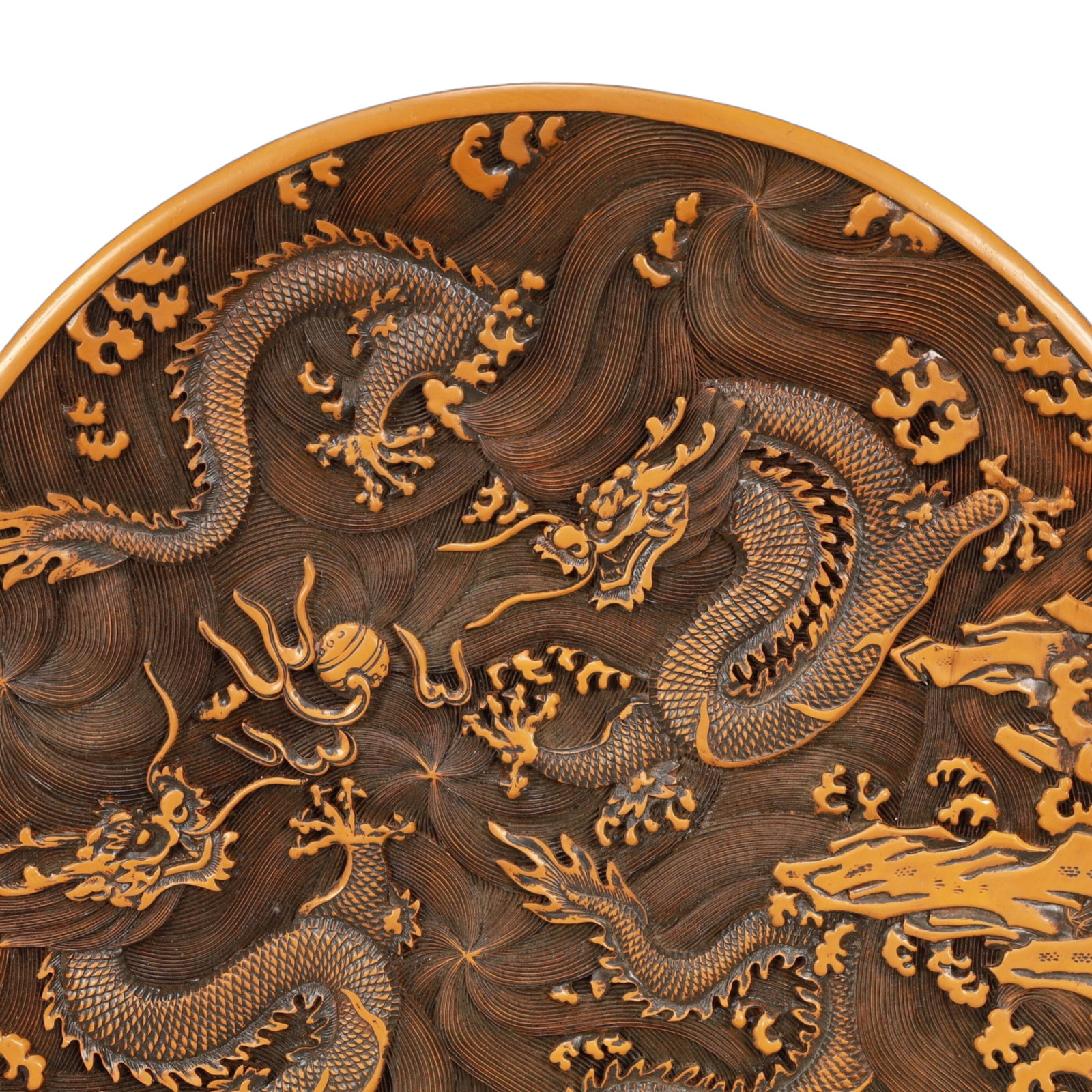 A Rare Yellow Lacquer Dragon Pattern Plate - 3