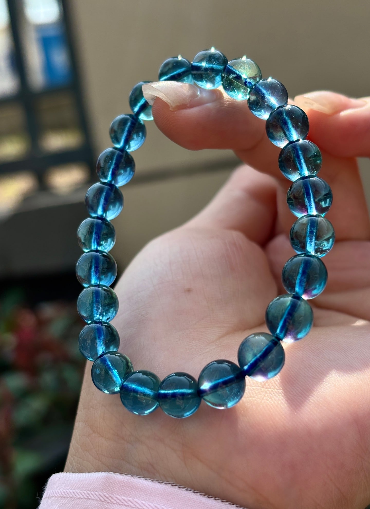 An Exquisite Aquamarine Bracelets: An Exquisite Aquamarine Bracelets,Size:8.2mm,Weight:17.6g 海蓝宝手串