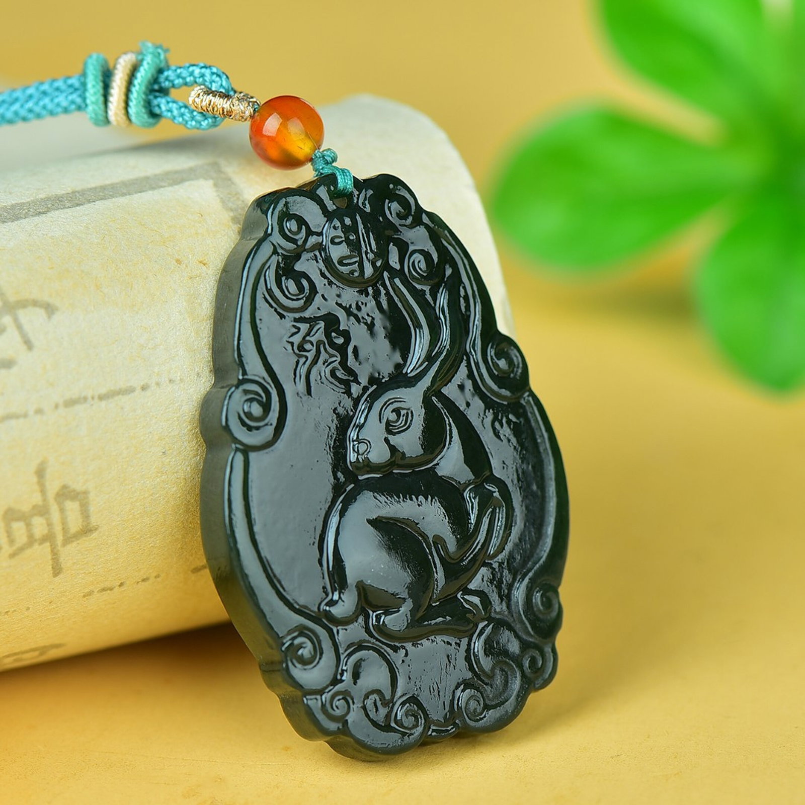 An Exquisite Jasper Rabbit Pattern Pendant - 2