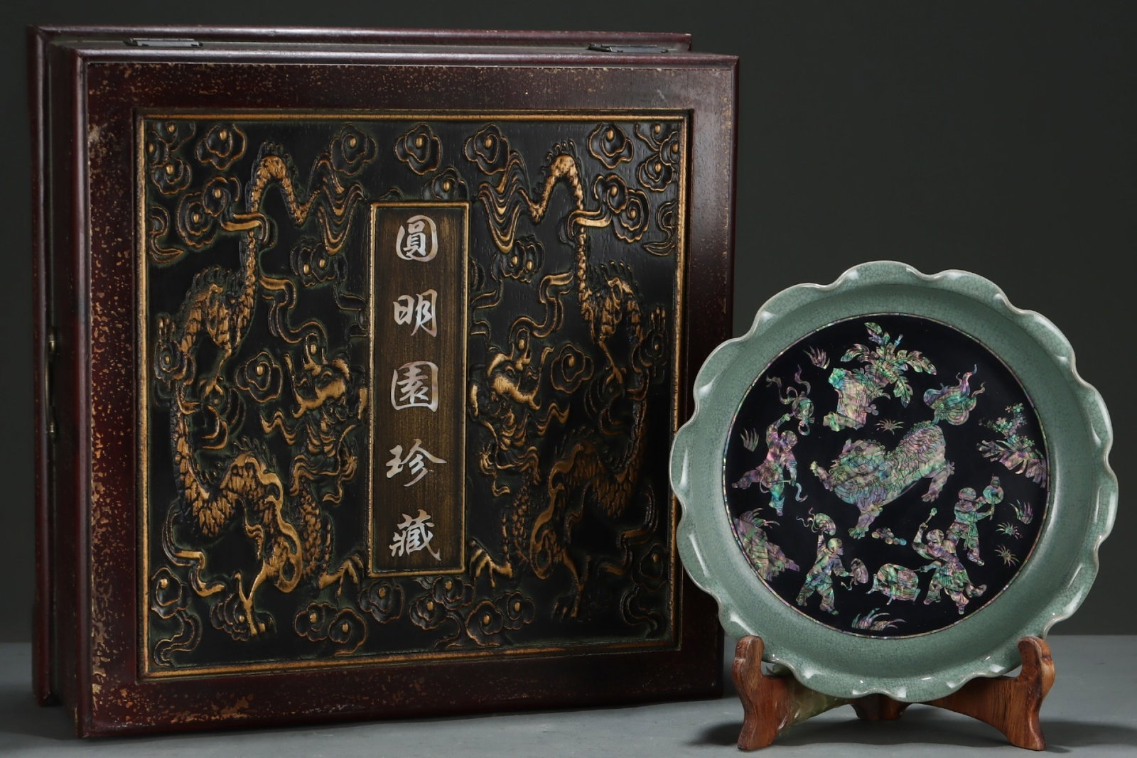 An Exquisite Ru yao Character and Story Pattern Plate: An Exquisite Ru yao Character and Story Pattern Plate,Song Dynasty,China,With Mark,Size:3.3inx12in