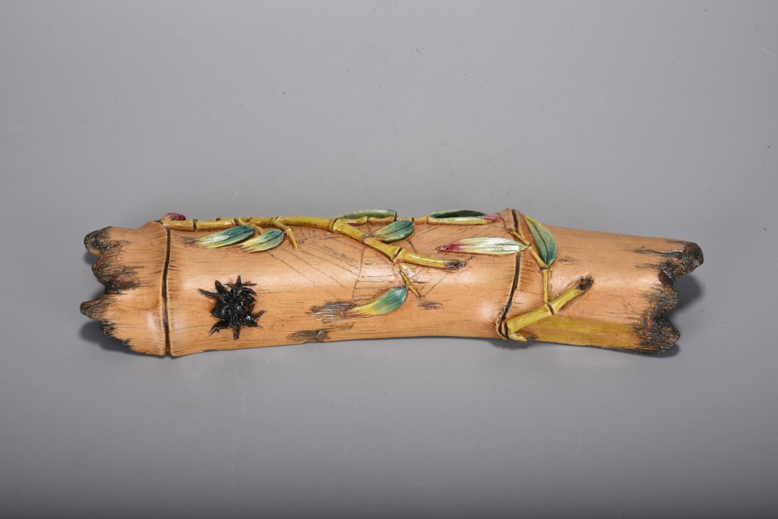 An Exquisite Biomimetic porcelain Bamboo Pattern Ornament: An Exquisite Biomimetic porcelain Bamboo Pattern Ornament,Qing Dynasty,China,With Mark,Size:9.4inx2.2in 仿生瓷竹纹摆件,中国清代,४