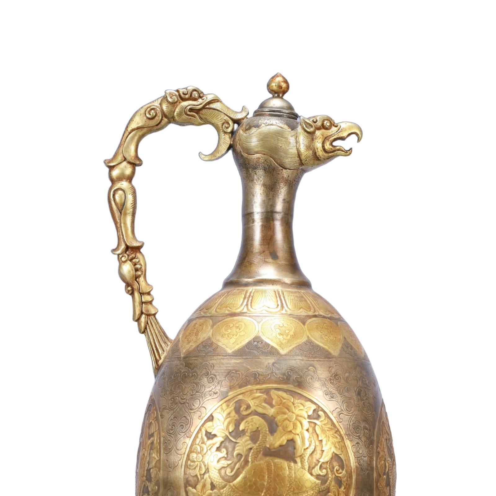 A Huge Gilt Silver Auspicious Beast Pattern Ewer - 2