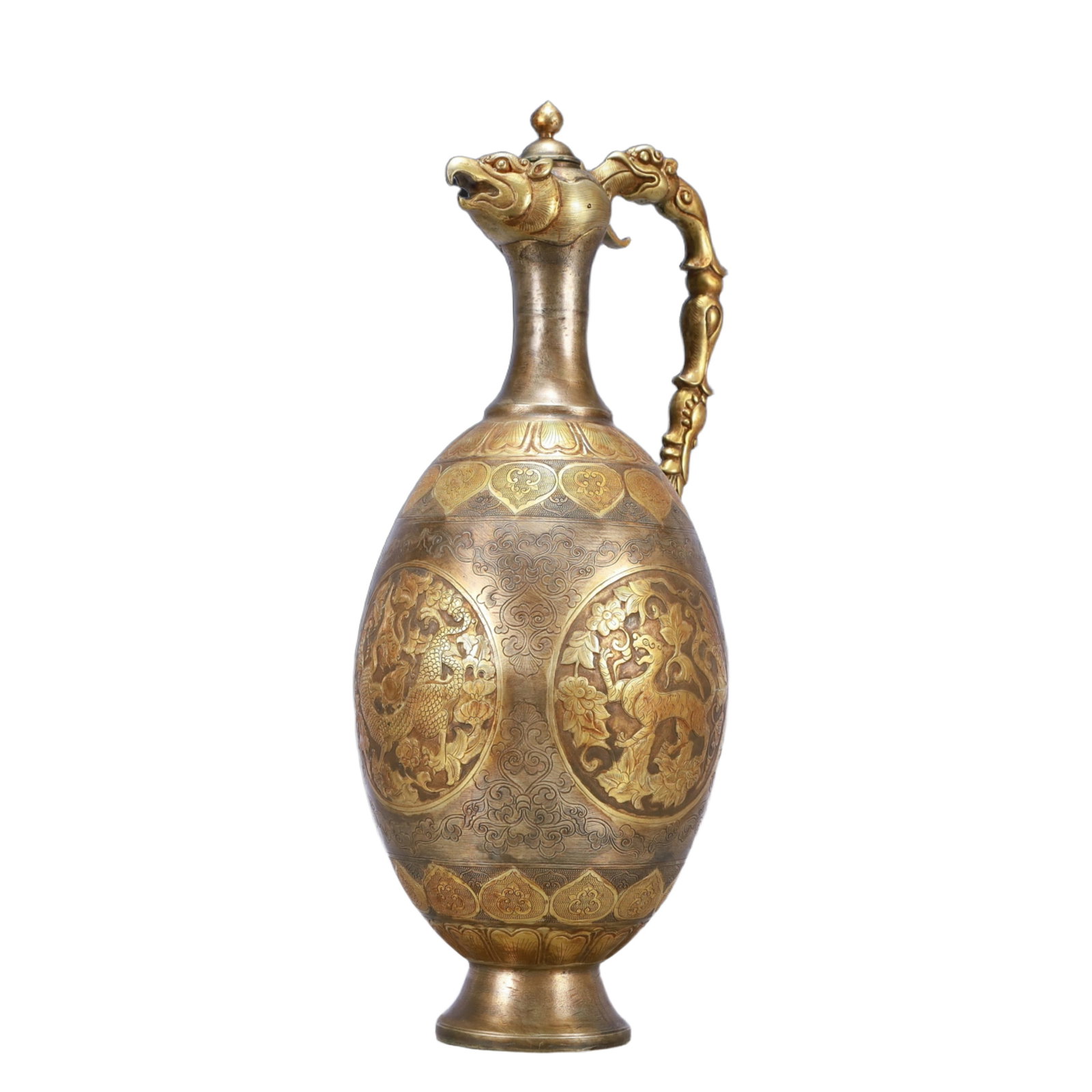 A Huge Gilt Silver Auspicious Beast Pattern Ewer - 7