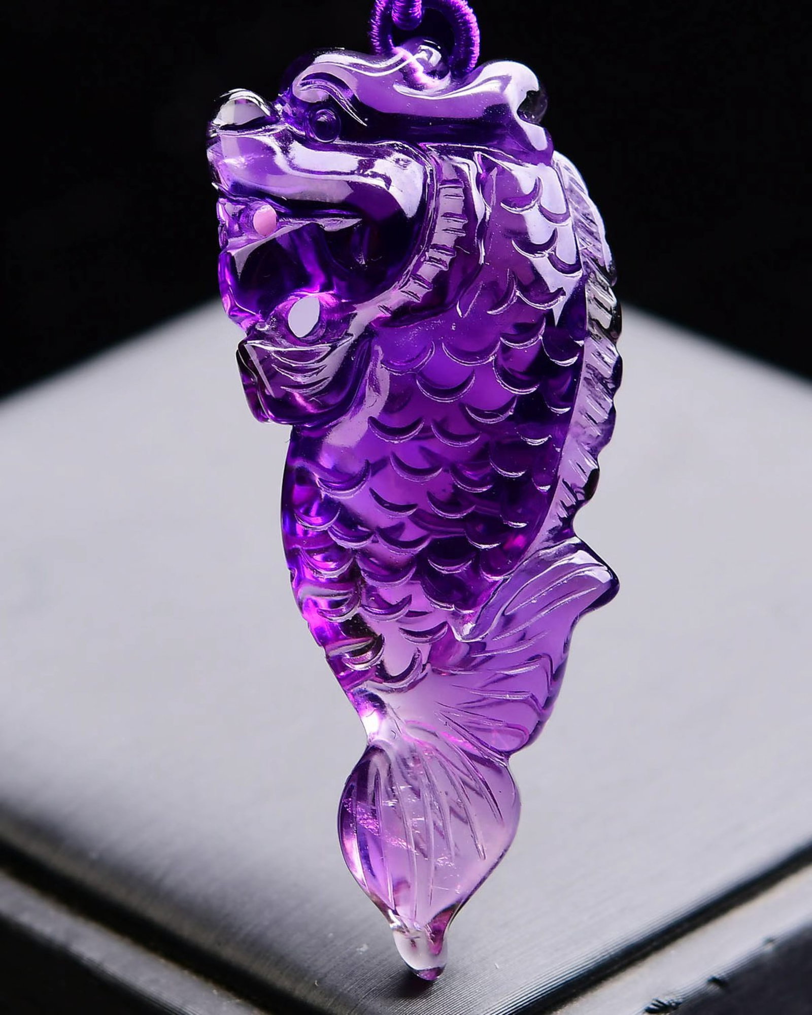 An Exquisite Crystal Dragon and Fish Pendant: An Exquisite Crystal Dragon and Fish Pendant,Size:62mmx26mmx13mm,Weight:39.6g 水晶龙鱼吊坠