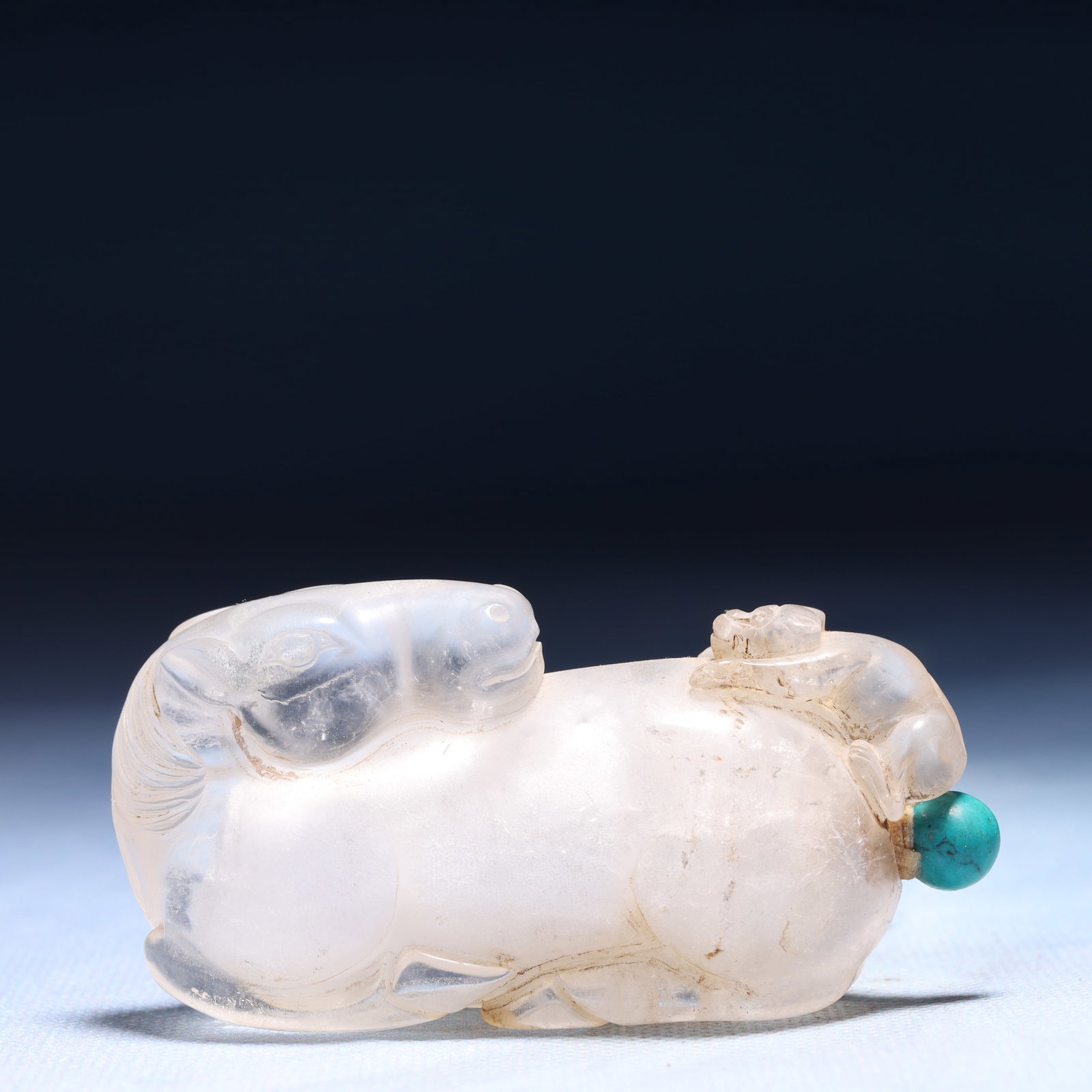An Exquisite Crystal Horse Ornament: An Exquisite Crystal Horse Ornament,Qing Dynasty,China,Size:2.8inx1inx1.4in,Weight:82g 水晶马摆件,中国清代