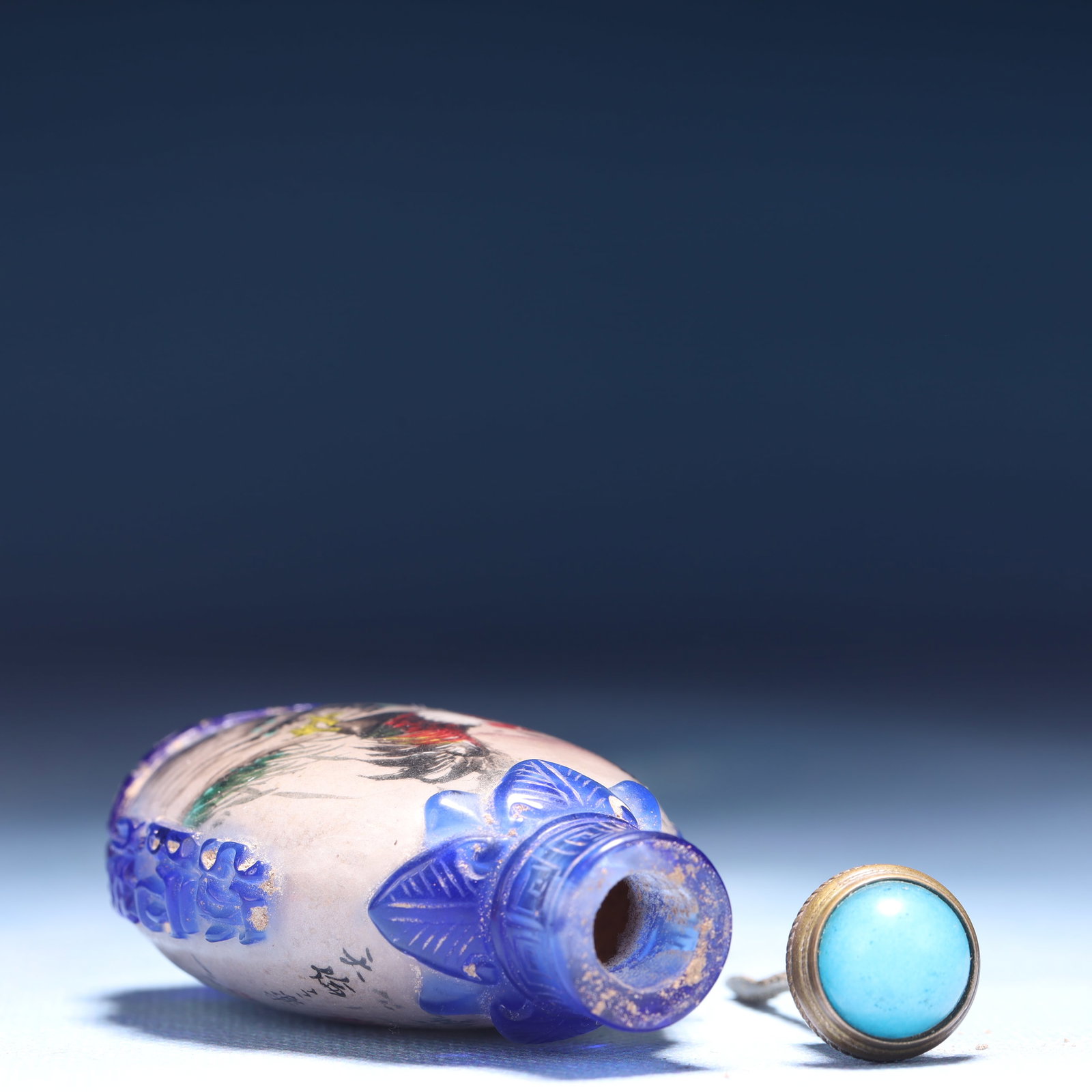 An Exquisite Glass Rooster Pattern Snuff Bottle - 7
