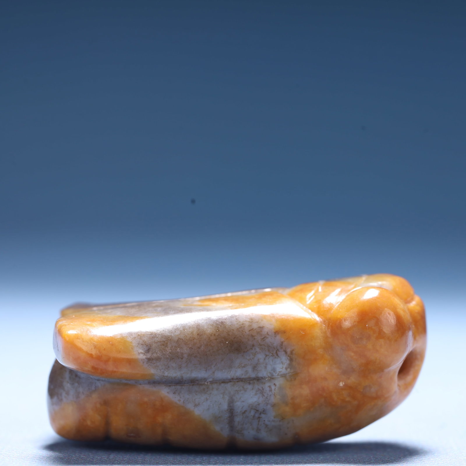 An Archaic Hongshan Culture Yellow Jade Cicada Ornament: An Archaic Hongshan Culture Yellow Jade Cicada Ornament,Ancient Time,China,Size:2.2inx1.5inx0.9in,Weight:74.6g